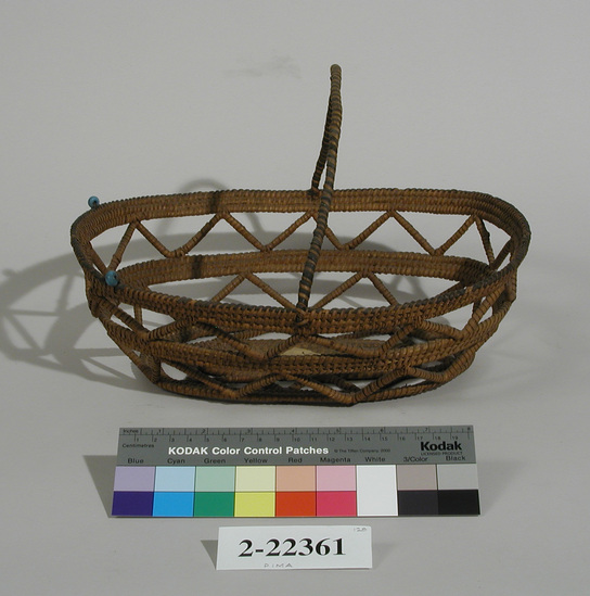 Hearst Museum object titled Basket, accession number 2-22361, described as Openwork, coiled, with glass beads.