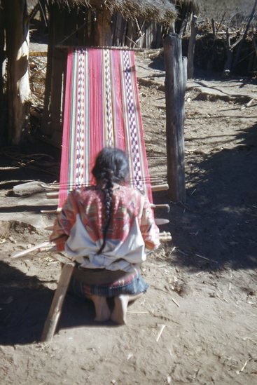 Hearst Museum object titled Color slide, accession number 25-24226, described as Woman Weaving