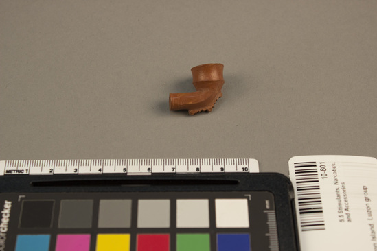 Hearst Museum object 2 of 2 titled Pipe bowl, accession number 10-801, described as Small brown clay pipe bowl