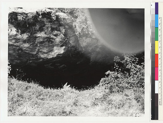 Hearst Museum object titled Black-and-white negative, accession number 15-4282, described as Rock house on Van Duzen River (Tatatcinseye)