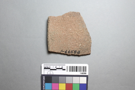 Hearst Museum object titled Potsherd, accession number 1-66588, described as Cronise brown (Residual clay) bowl rim.