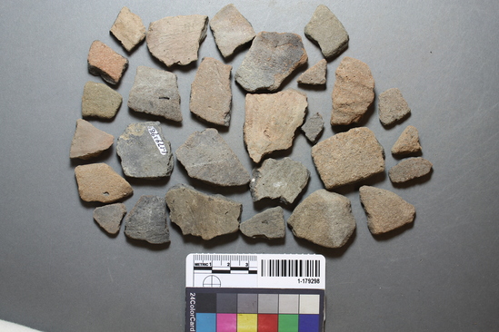 Hearst Museum object titled Potsherds, accession number 1-179298, described as From a single pot