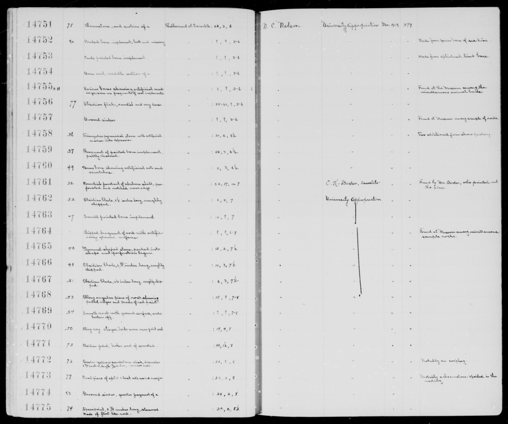 Documentation associated with Hearst Museum object titled Charmstone, accession number 1-14773, described as Oval piece of split schist with worked margin. Charmstone?