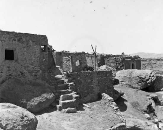 Hearst Museum object titled Black-and-white negative, accession number 15-158, described as Stone houses.