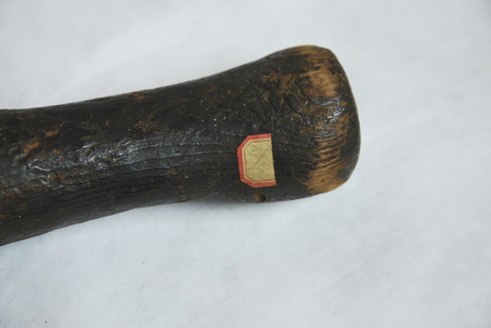 Hearst Museum object 8 of 8 titled Club, accession number 1-1966, described as Wood, cylindrical, bowling pin shaped.