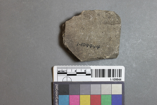 Hearst Museum object titled Abrader fragment, accession number 1-109944, described as Abrading stone fragment.