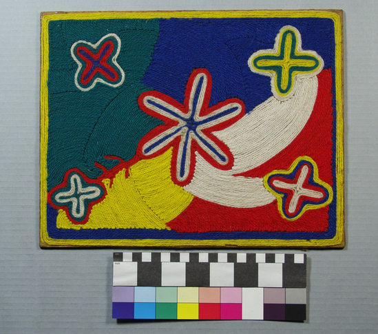 Hearst Museum object titled Yarn painting, accession number 3-29155, described as small yarn painting