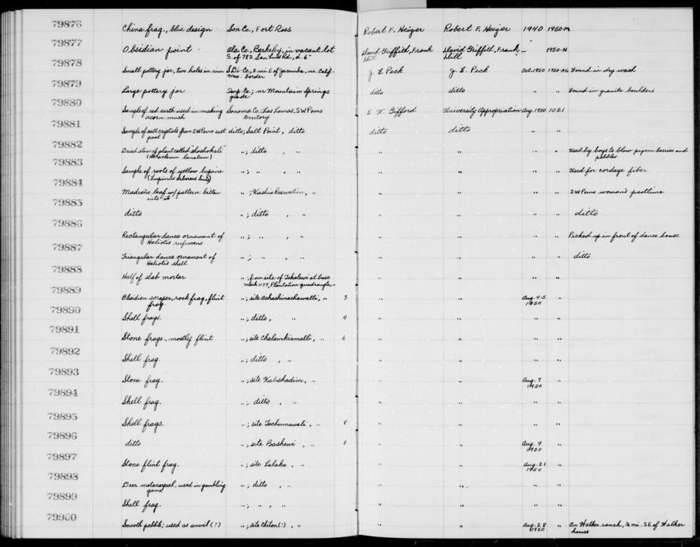 Documentation associated with Hearst Museum object titled Shell fragment, accession number 1-79894, described as Stone fragment