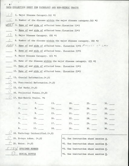 Documentation associated with Hearst Museum object titled Human remains, accession number 12-5384(0), described as Fragment of skulls, mandible, and parts of sub-adult female.