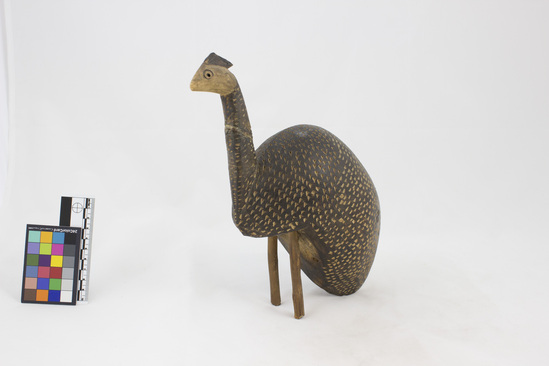 Hearst Museum object titled Bird figurine, accession number 5-1525, described as Carved wooden bird, 10.5" , 26.67cm high Made during pre-Boer war period