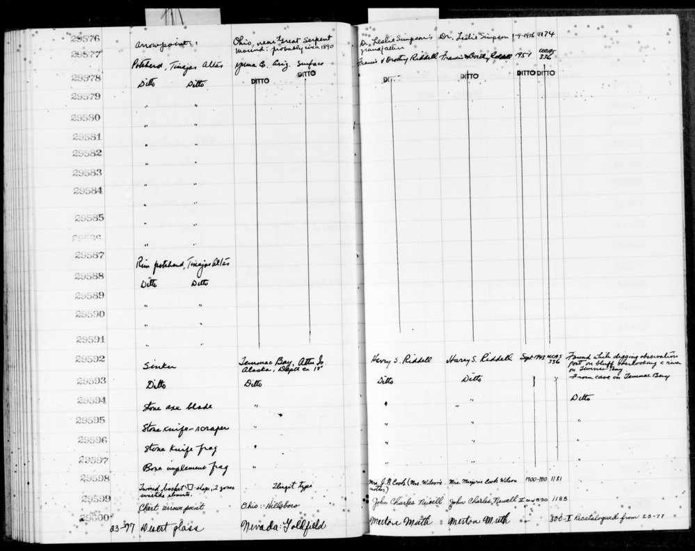 Documentation associated with Hearst Museum object titled Projectile point, accession number 2-29576, described as arrowpoint