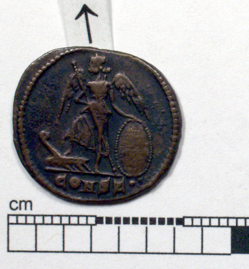 Hearst Museum object titled Coin: æ 4, accession number 8-7169, described as Coin: Æ 4. City of Constantinople. Minted at Workshop 7 (Z).