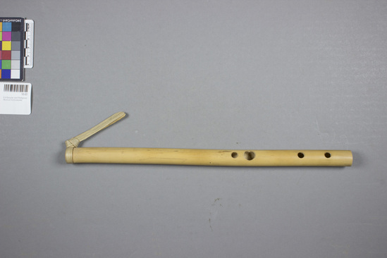 Hearst Museum object titled Flute, accession number 18-63, described as Flute; Suling, four holes. Length 13 inches