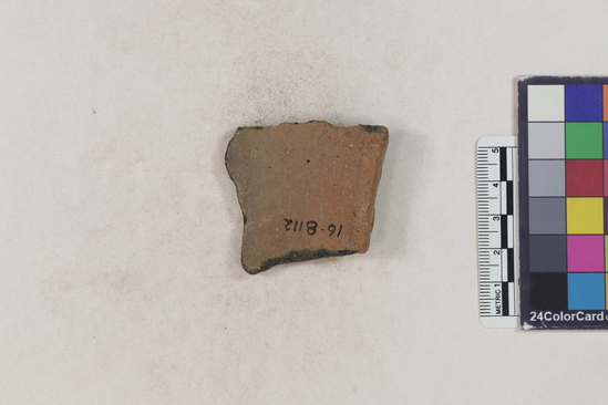 Hearst Museum object 2 of 2 titled Potsherd, accession number 16-8112, described as Potsherd: rim with relief flutting