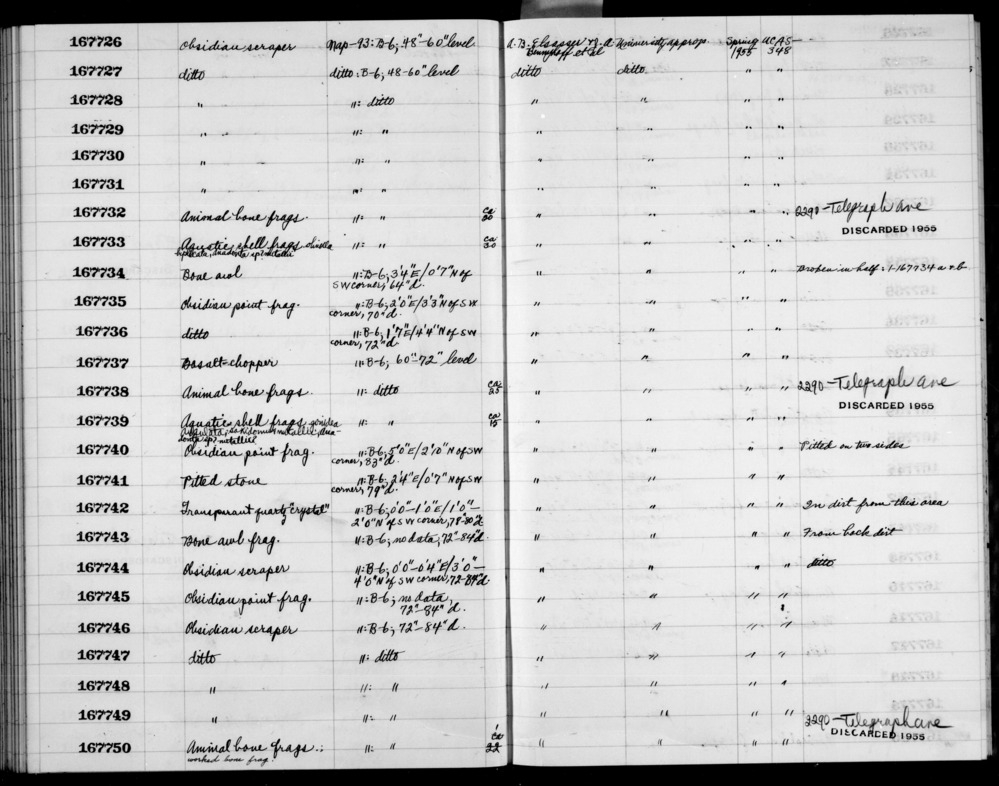 Documentation associated with Hearst Museum object titled Awl fragment, accession number 1-167743, described as Bone.