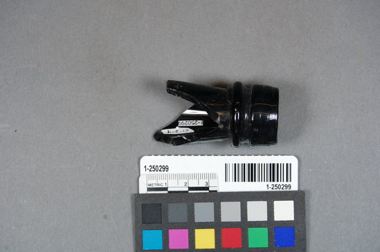 Hearst Museum object titled Bottle fragment, accession number 1-250299, described as Glass bottle neck and finish.