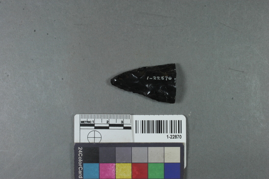 Hearst Museum object titled Knife, accession number 1-22870, described as Fragment of obsidian knife