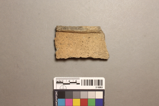 Hearst Museum object titled Potsherd, accession number 2-16863, described as Sherd; rim, strip added to exterior of lip