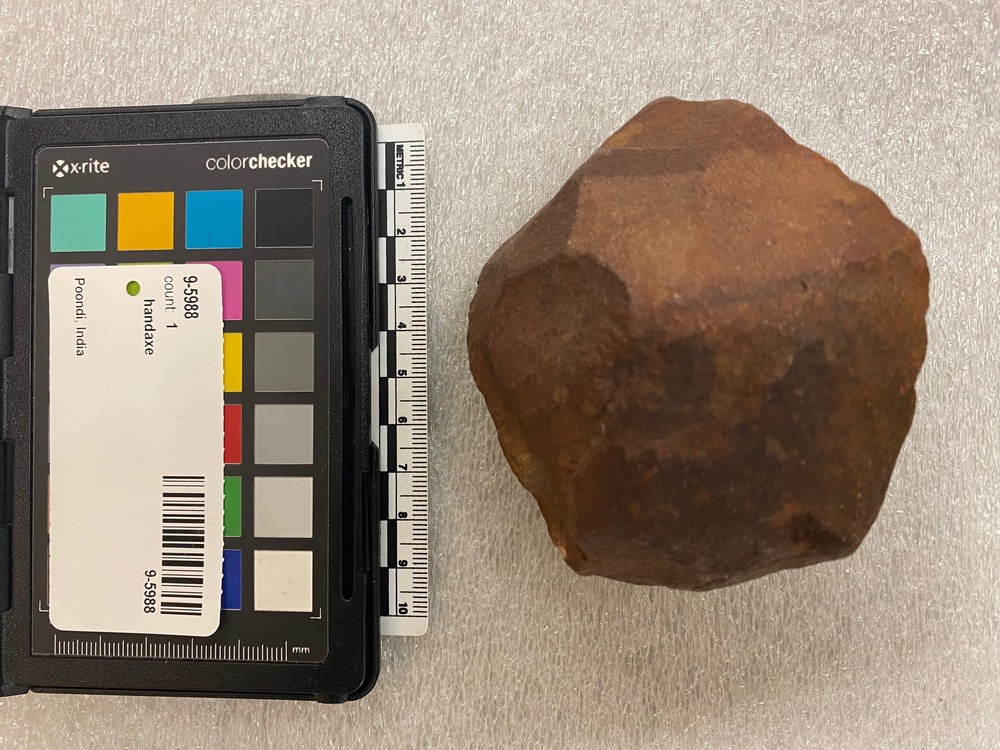 Hearst Museum object titled Handaxe, accession number 9-5988, described as Small handaxe, quartzite