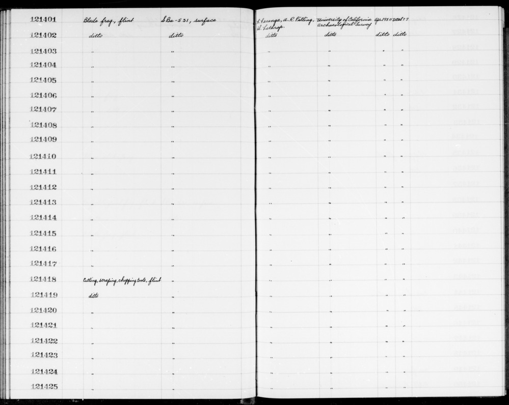 Documentation associated with Hearst Museum object titled Blade fragment, accession number 1-121417, no description available.