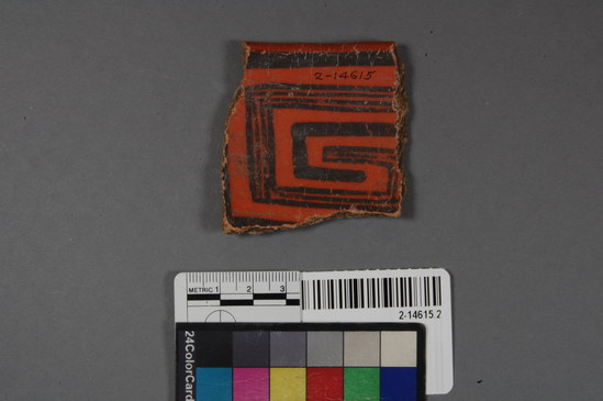 Hearst Museum object titled Potsherd, accession number 2-14615.2, described as Pinedale Polychrome.