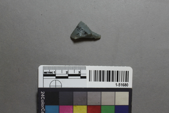 Hearst Museum object titled Projectile point, accession number 1-51680, described as Arrow point fragment, Franciscan chert.