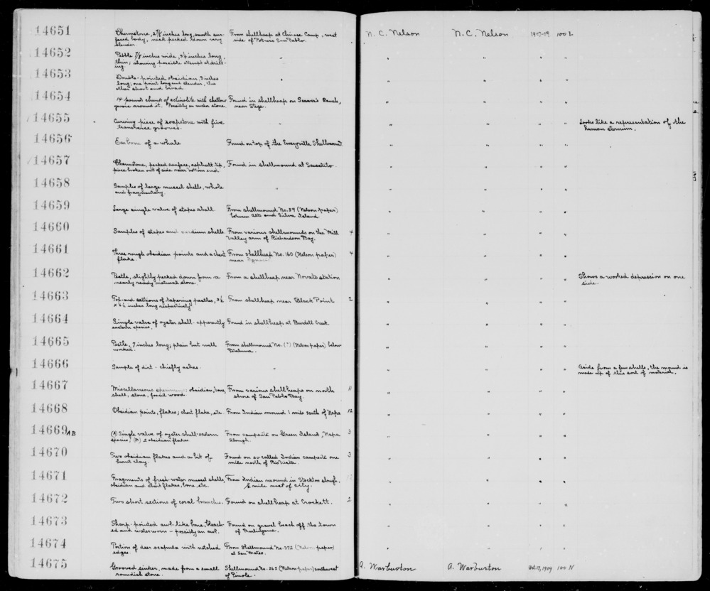 Documentation associated with Hearst Museum object titled Shell sample, accession number 1-14660, described as samples of stapes and cardium shells