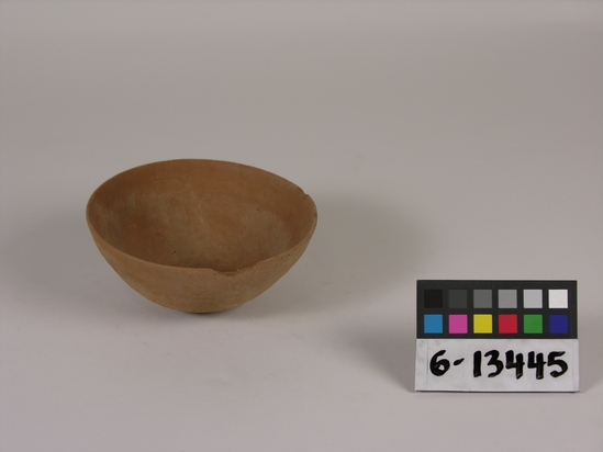 Hearst Museum object titled Bowl, accession number 6-13445, described as Pottery bowl, thin; diameter 12 height 5 cm.