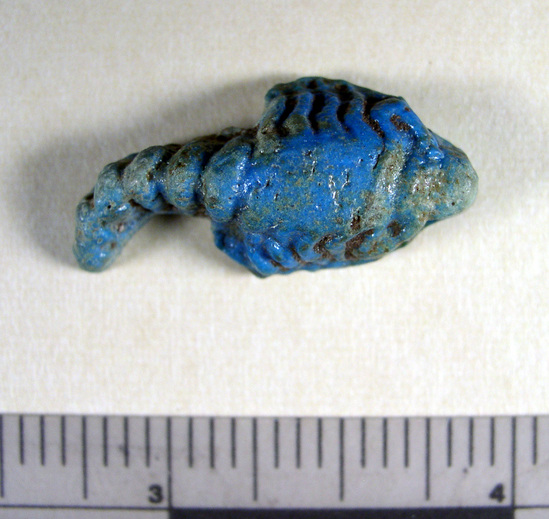 Hearst Museum object titled Amulet, accession number 6-20646, described as blue glaze scorpion amulet. New Empire