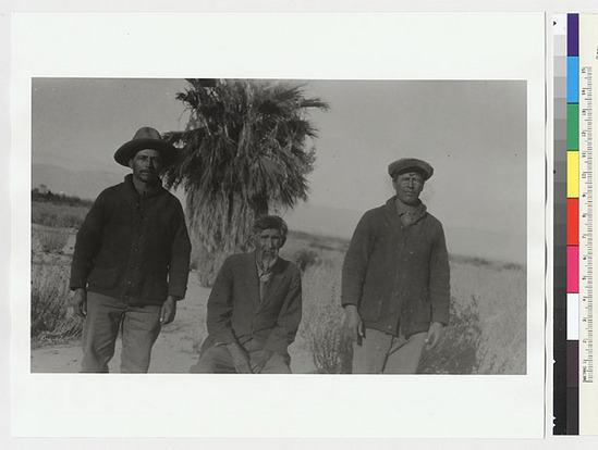 Hearst Museum object titled Black-and-white negative, accession number 15-7736, described as Francisco Nombrie (center) and two Mexicans.