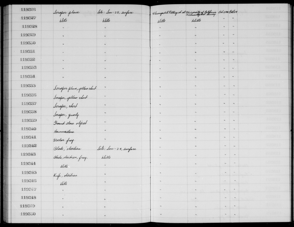 Documentation associated with Hearst Museum object titled Scraper, accession number 1-119337, described as Chert