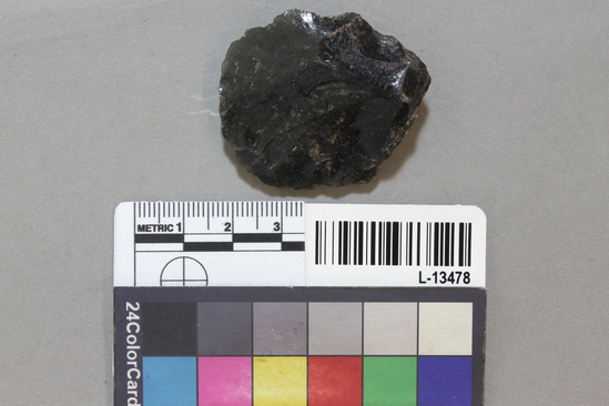 Hearst Museum object titled Scraper, accession number L-13478, described as obsidian scraper