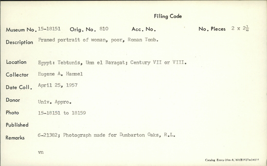 Documentation associated with Hearst Museum object titled Black-and-white negative, accession number 15-18151, no description available.