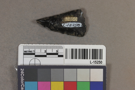 Hearst Museum object titled Knife, accession number L-15250, described as Obsidian projectile or knife; unassociated.