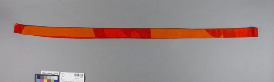 Hearst Museum object titled Belt, accession number 7-7871, described as Belt, cotton, orange and rust tones; length 154cm.