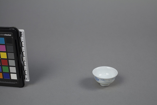 Hearst Museum object 2 of 3 titled Sake cup, accession number 9-2022, described as Porcelain saki bowl