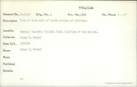 Documentation associated with Hearst Museum object titled Color slide, accession number 25-3285, no description available.