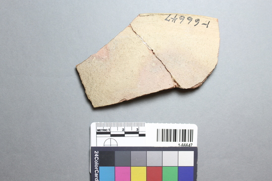 Hearst Museum object titled Potsherd, accession number 1-66647, described as Carrizo Buff II (Sedimentary) tray rim.