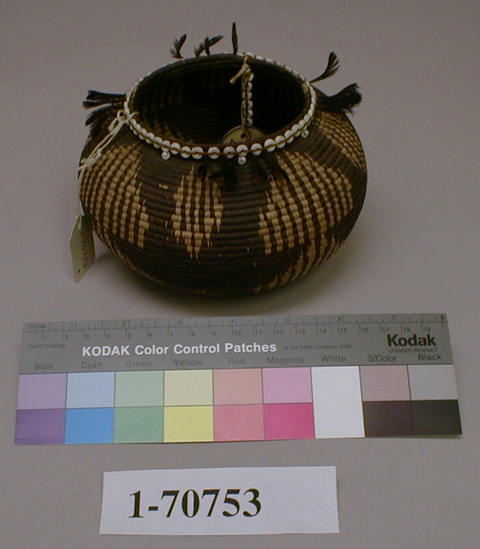 Hearst Museum object titled Bowl basket, accession number 1-70753, described as Coiled, bowl shape.