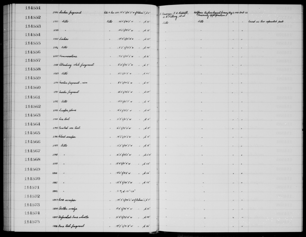 Documentation associated with Hearst Museum object titled Abrading slab fragment, accession number 1-114557, described as Abrading slab fragment