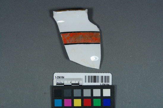 Hearst Museum object titled Ceramic fragment, accession number 1-256184, described as ceramic bowl rim fragment