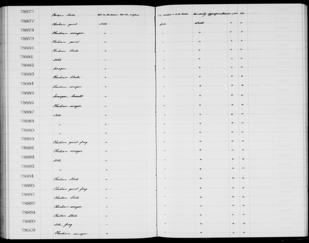 Documentation associated with Hearst Museum object titled Point fragment, accession number 1-78895, described as Obsidian.