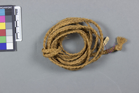 Hearst Museum object titled Braid work, accession number 11-1969, described as Small coil of sinnet braid.