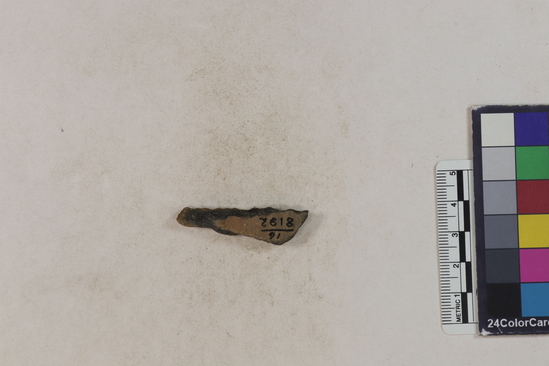 Hearst Museum object 78 of 183 titled Potsherd, accession number 16-8192, described as Potsherd: bodys Section of Manta on beach currently inhabited. Numbers  8111 to 8194 are sherds picked up on beach at low tide.