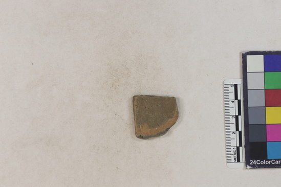 Hearst Museum object 136 of 183 titled Potsherd, accession number 16-8192, described as Potsherd: bodys Section of Manta on beach currently inhabited. Numbers  8111 to 8194 are sherds picked up on beach at low tide.