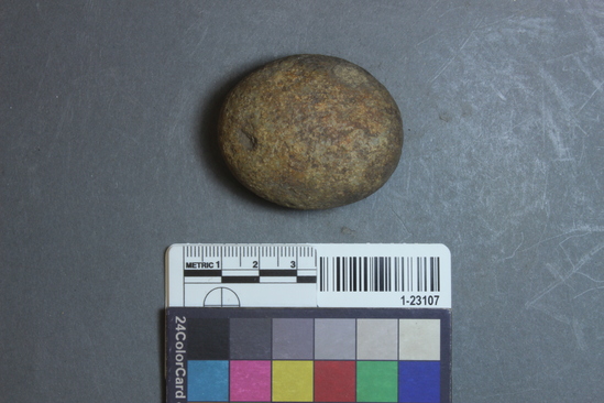 Hearst Museum object titled Pebble, accession number 1-23107, described as Elliptical pebble