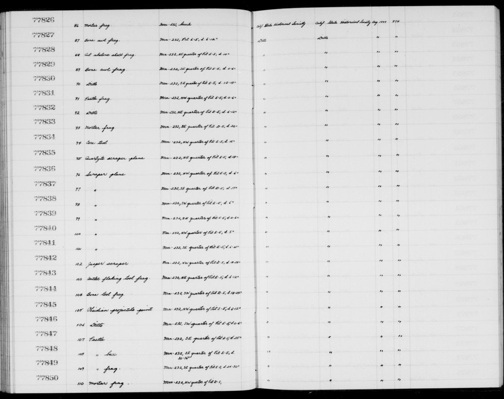 Documentation associated with Hearst Museum object titled Tool, accession number 1-77834, described as Core tool. Notice: Image restricted due to its potentially sensitive nature. Contact Museum to request access.