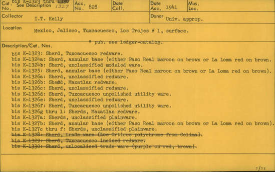 Documentation associated with Hearst Museum object titled Bracelet fragment, accession number K-1325, described as Shell bracelet fragment.