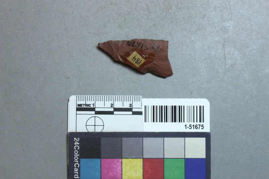 Hearst Museum object titled Projectile point, accession number 1-51675, described as Arrow point fragment, Franciscan chert.