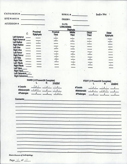 Documentation associated with Hearst Museum object titled Human remains, accession number 12-9932(0), described as The incomplete remains of a middle to old adult, probably female.